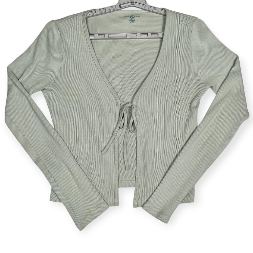 Brandy Melville | Tie Front Cardigan | Women's | M | Mint Green | Ribbed